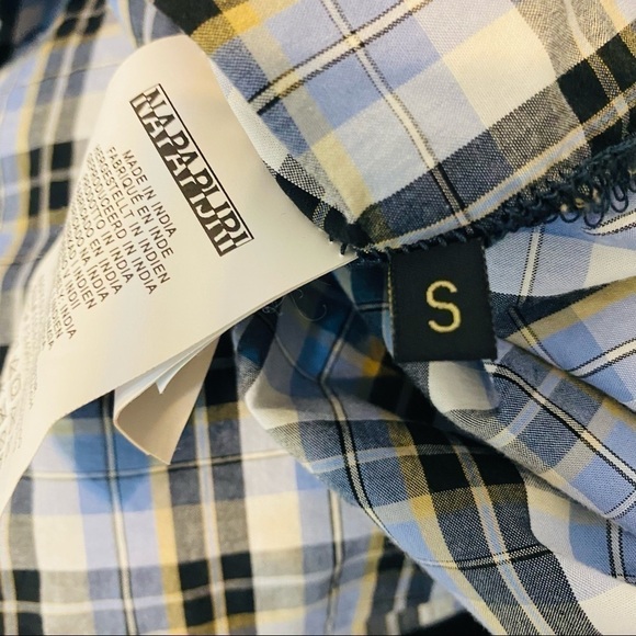 NAPAPIJRI Men’s Plaid Print Blue Black Button Down Shirt Small - Picture 15 of 16